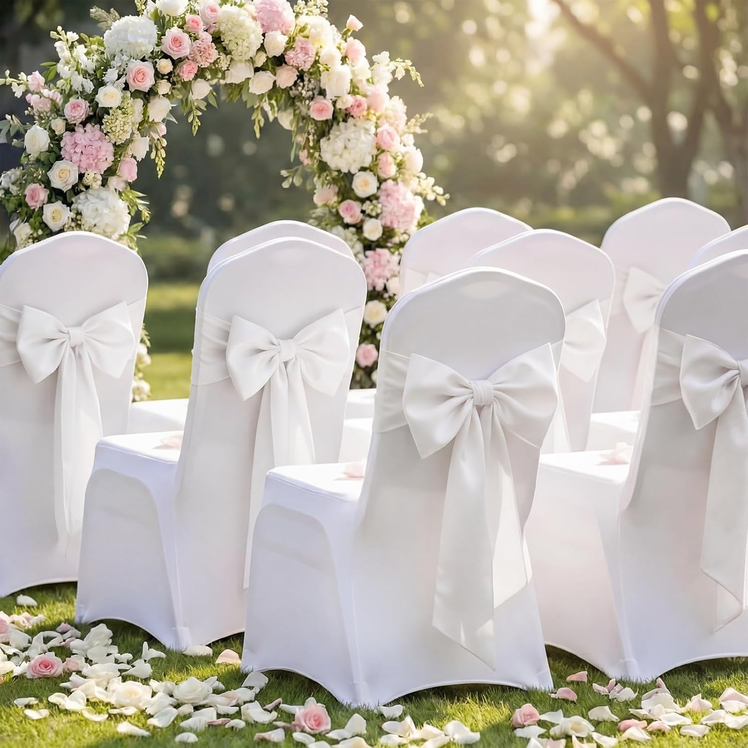 Suncalla 3 Pcs Large Crib Bow - 24 x 12 Inch Large White Bow Decor as Crib Skirt Big Satin Bows for Nursery Bedding Wedding Coquette Birthday Backdrop Bridal Shower Party Supplies