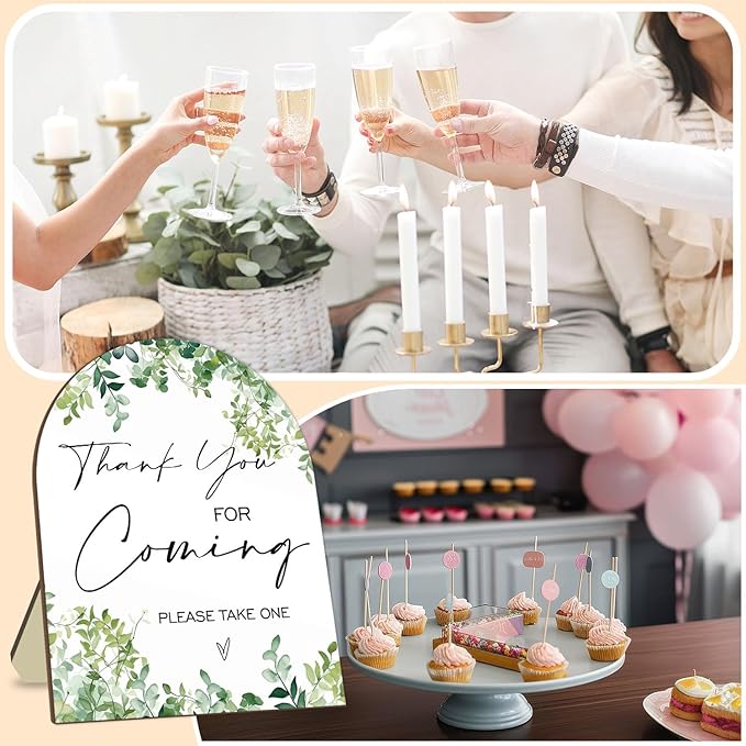Thank You for Coming Please Take One Sign, Eucalyptus Leaf Decoration Wedding Shower Sign for Guests, Bridal Shower Welcome Sign, Baby Shower Birthday Party Decor Supplies 9 * 11IN