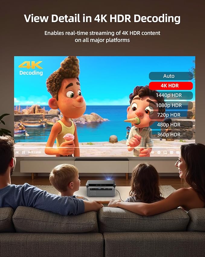 Smart LED 4K Projector Daylight HDR WiFi 6 Bluetooth Google TV, 2300ANSI Daytime Movie Gaming Projectors 4K Ultra HD Home Theater Ceiling with Auto Focus Keystone Zoom Airplay HDMI ARC USB Apps Dolby