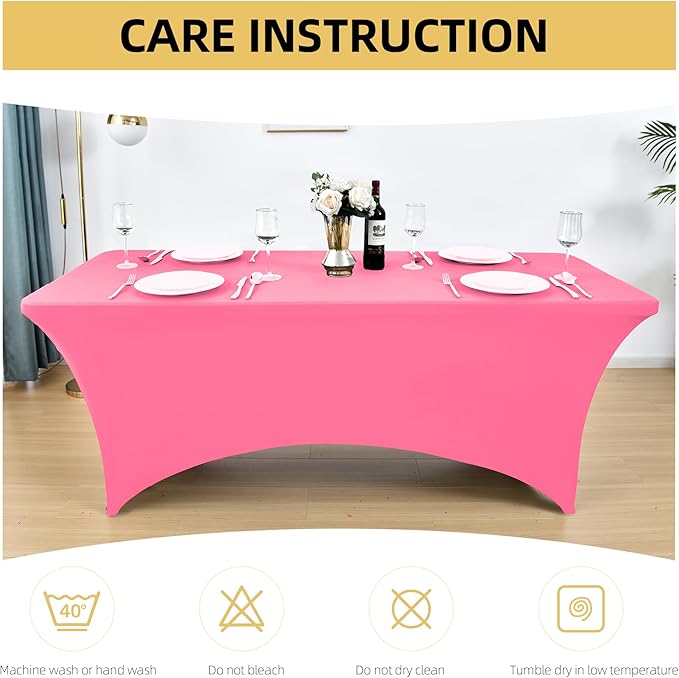 10-Pack 6ft Spandex Table Covers for Rectangle Standard Folding Tables - Wrinkle Resistant Stretch Tablecloths - Ultimate Fitted Table Protector for Parties, Banquet, Wedding