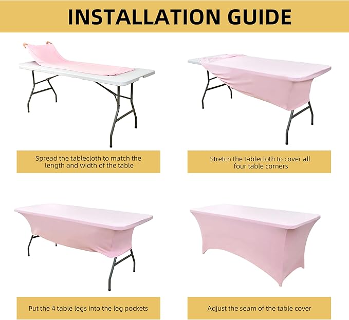 6-Pack 6ft Spandex Table Covers for Rectangle Standard Folding Tables - Wrinkle Resistant Stretch Tablecloths - Ultimate Fitted Table Protector for Parties, Trade Shows, Wedding