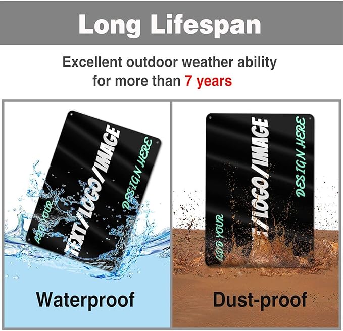 Custom Signs Outdoor Metal Sign - 12 x 8 Customized Personalized Aluminum for Office, Home, Business, Decor, Road Signs, Rust-Proof (No Text Box)