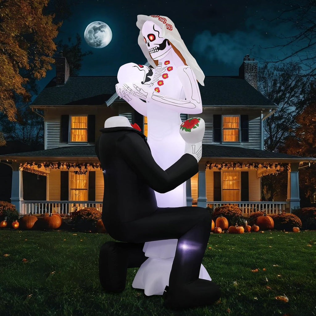 halloween inflatables giant 8ft tall skeleton couple day, main product view