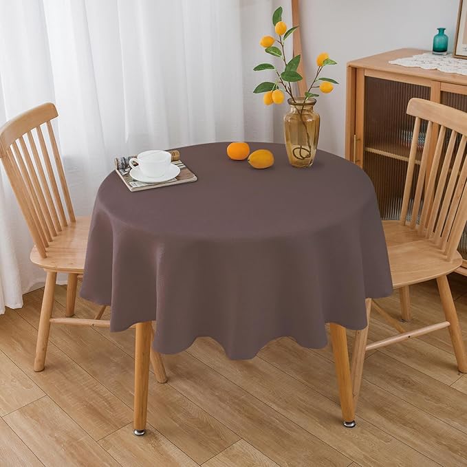 NLMUVW Brown Linen Tablecloth Round Tables, Small Chocolate Table Cloth Farmhouse Table Cover for Kitchen Dining Coffee Cafe, 36 Inch