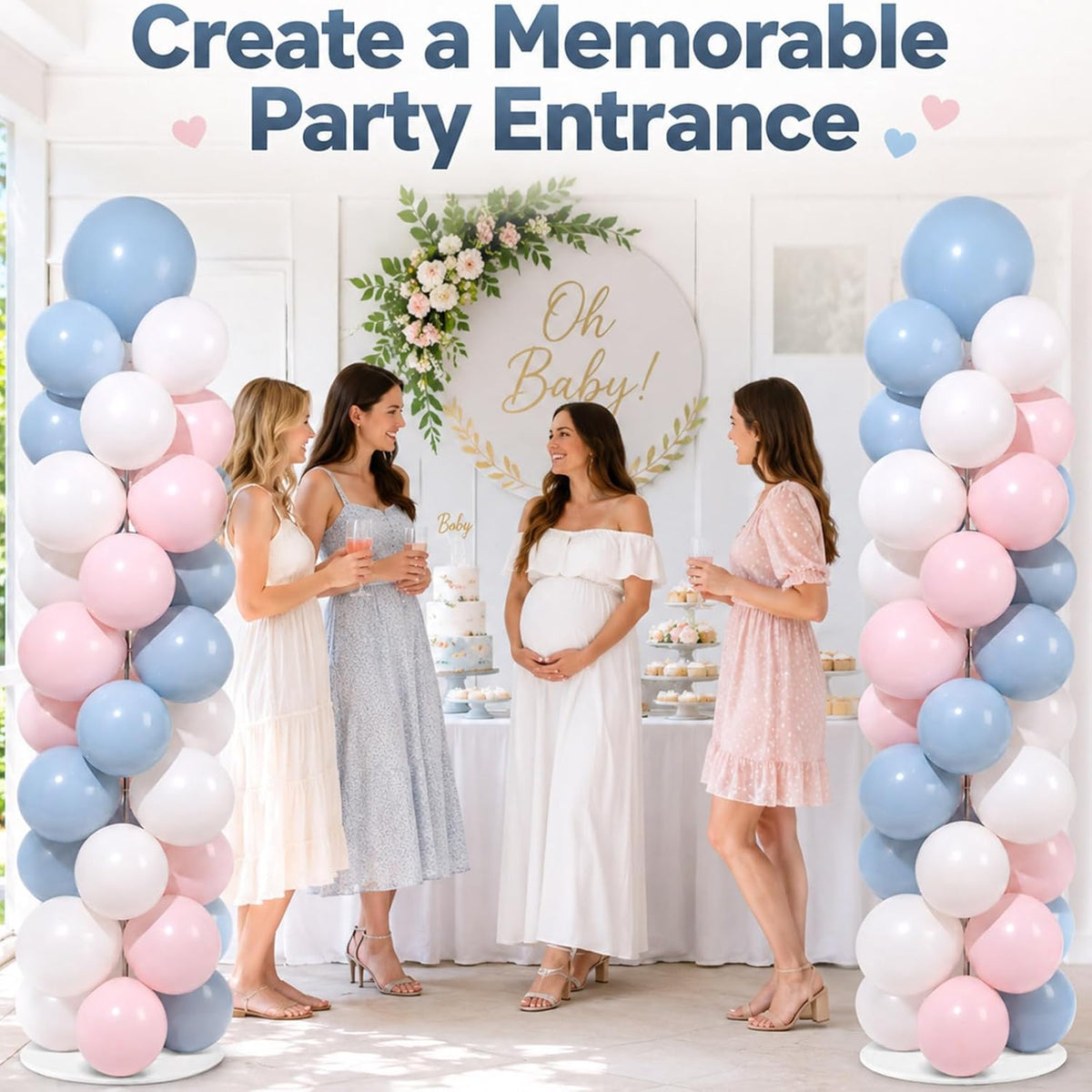 2 sets adjustable balloon column stand kit with showing dimensions