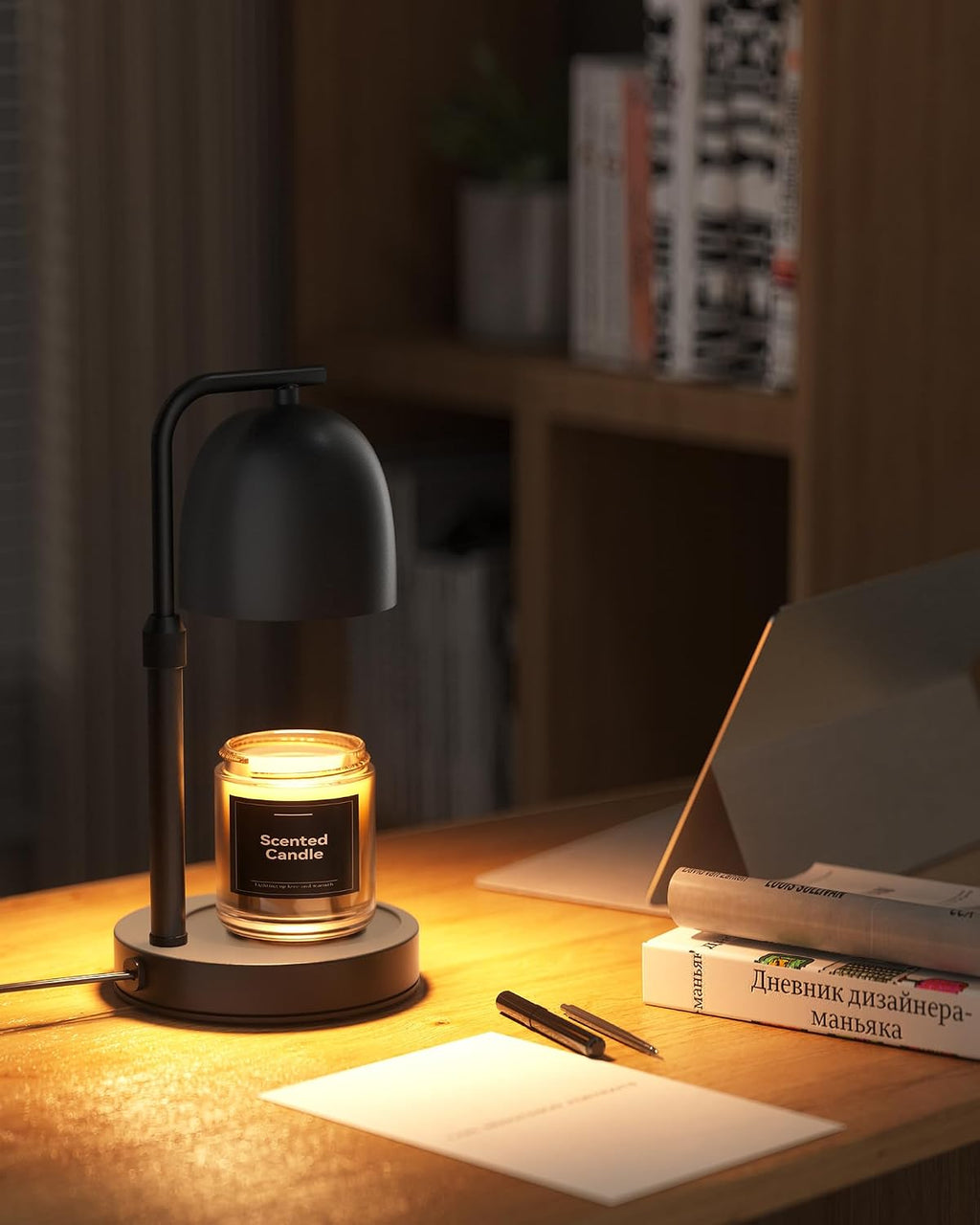 LISUNAR Candle Warmer Lamp with Timer Dimmable, Adjustable Height Black Candle Warmer for Jar Candles, Birthday Gifts for Women & Men, Office Decor, House Warming Gift, Wax Melt Warmer with 2 Bulbs