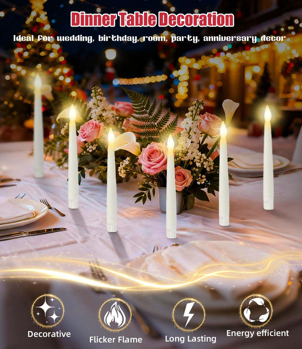 Christmas Decorations - 32pcs Floating Candles with Wand Magic Hanging Candles, Flameless Warm Light Flickering Battery Operated Candles, Floating LED Candle for Halloween Christmas Theme Party
