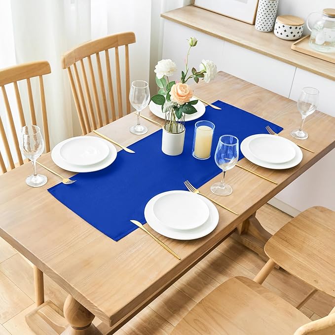 2 Pack Blue Small Short Table Runner 12 x 36 Inch Solid Color Runners Coffee Table Dresser for Daily Party Home Decoration