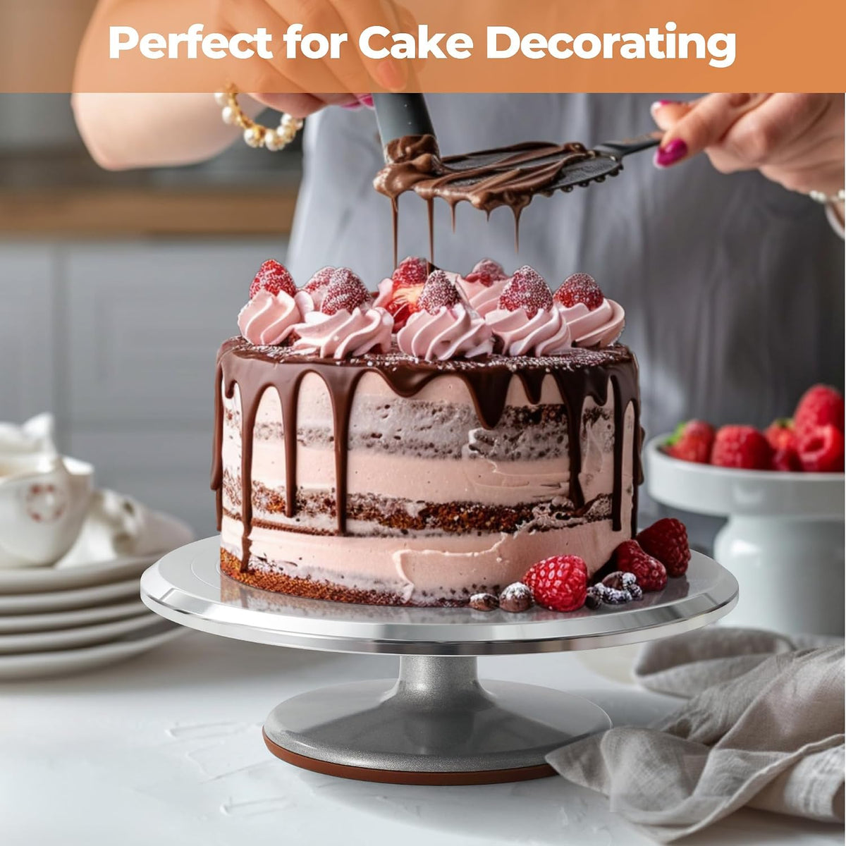 Kootek 12" Aluminum Cake Turntable Set, Rotating Cake Stand for Decorating