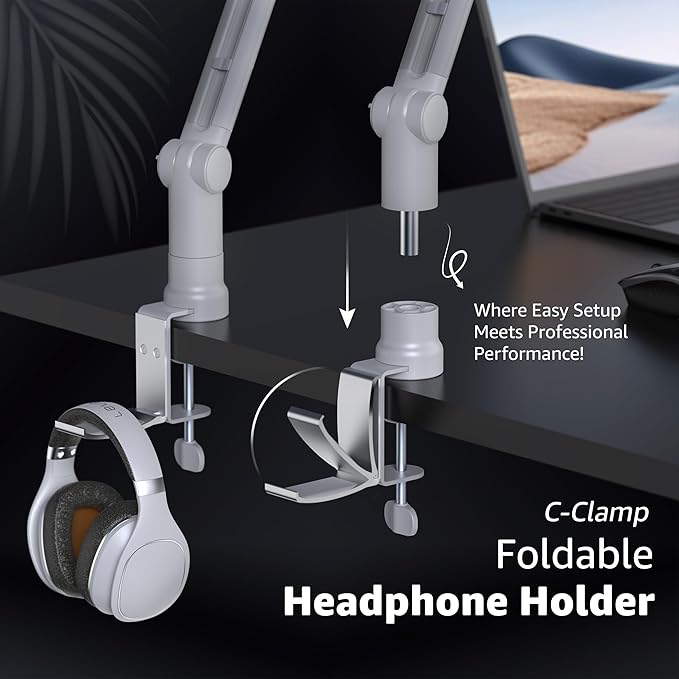 IXTECH Microphone Boom Arm with Desk Mount, 360° Rotatable, Adjustable and Foldable Scissor Mounting for Podcast, Video Gaming, Radio and Studio Audio, Sturdy and Universal.