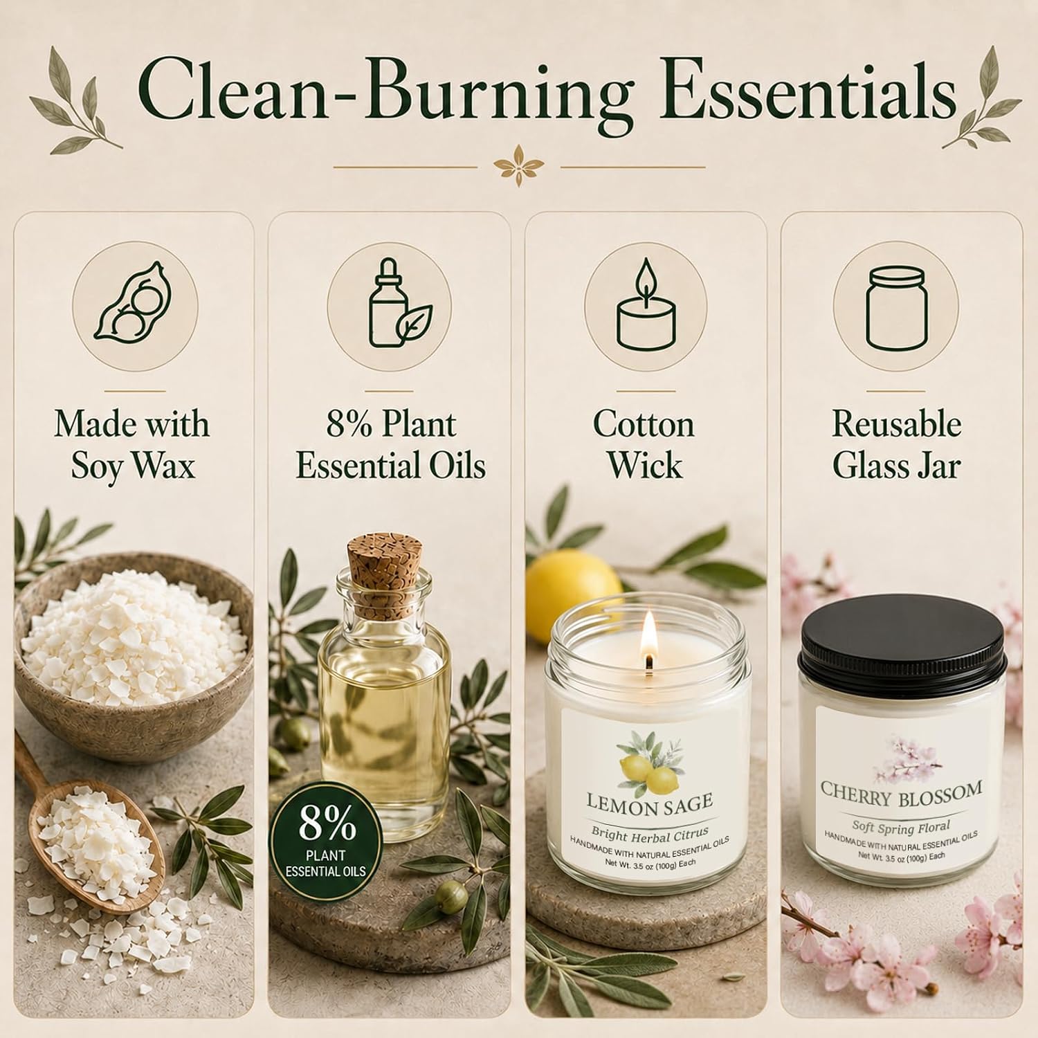 Spring & Summer Scented Candles Set, 6 Pack Soy Candles for Home, 21 oz Aromatherapy Candle Gift Set for Women, Mom, Birthday & Housewarming Gifts, Eucalyptus Mint & Vanilla Coconut