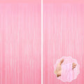 2Pack Foil Curtain Pastel Pink Backdrop Streamers Metallic Tinsel Fringe Curtains Photo Booth Props for Birthday Wedding Engagement Bachelorette Christmas Celebration Valentines Party Decorations