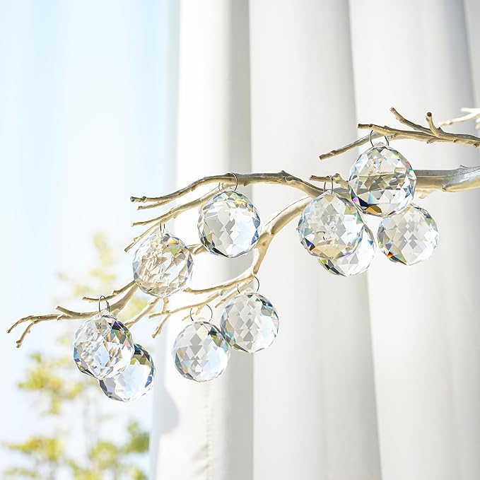 12pcs 30mm Clear Crystal Glass Ball Prisms Hanging Crystals Prisms Sun Catchers for Wedding Centerpieces Party DIY Crafts