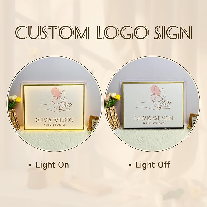 Custom Business Logo Neon Sign for Personalized Company Store UV Metal Acylic LED Backlit Shop Name Light Signo Office Company Logo Néon for Coffee Shop Salon Studio Signs