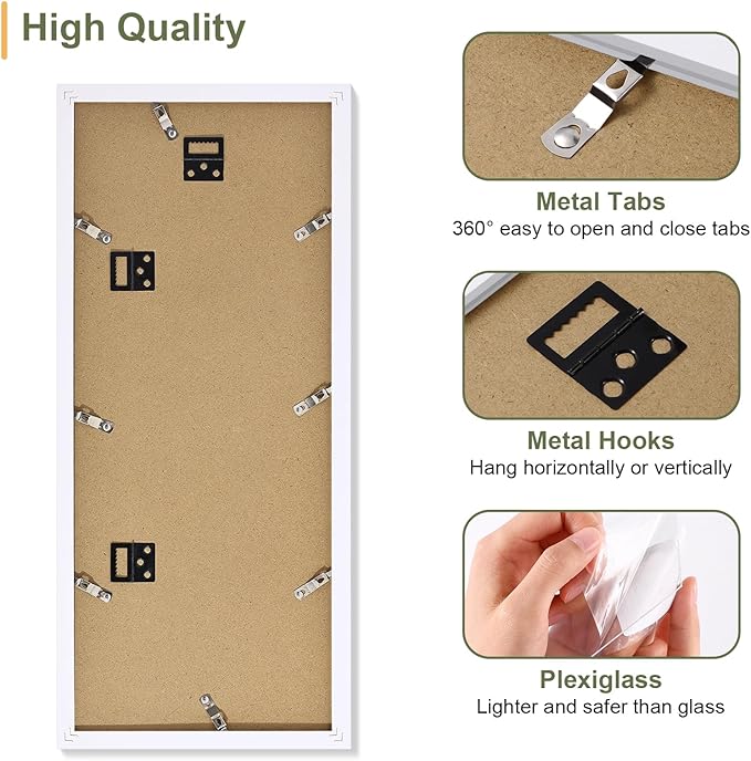 Vittanly 8x20 Collage Picture Frame, Displays 4Pcs 4x6 Pictures with Mat, Picture Frames Collage Wall Decor for Horizontal or Vertical Display, White, 1 Pack