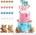 23 PCS Gender Reveal Cake Toppers, Bear Cake Decoration Set | Boy or Girl Gender Reveal Baby Shower Party Supplies
