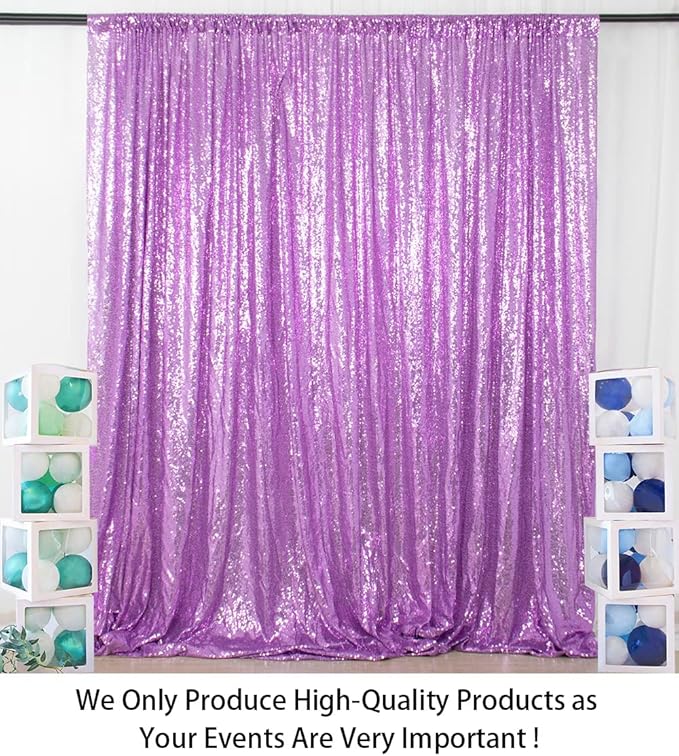 ShinyBeauty Sequin Curtain Lavender 4FTx8FT Sequin Photo Backdrop Light Purple Sequin-Backdrop-Curtain Glitter Photography Backdrops Bridal Shower, Wedding