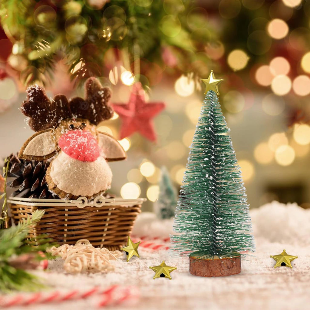 jojofuny 50pcs Mini Christmas Tree Star: Miniature Gold Christmas Tree Top Star Topper Decorations for Holiday Party Centerpiece Treetop Decor