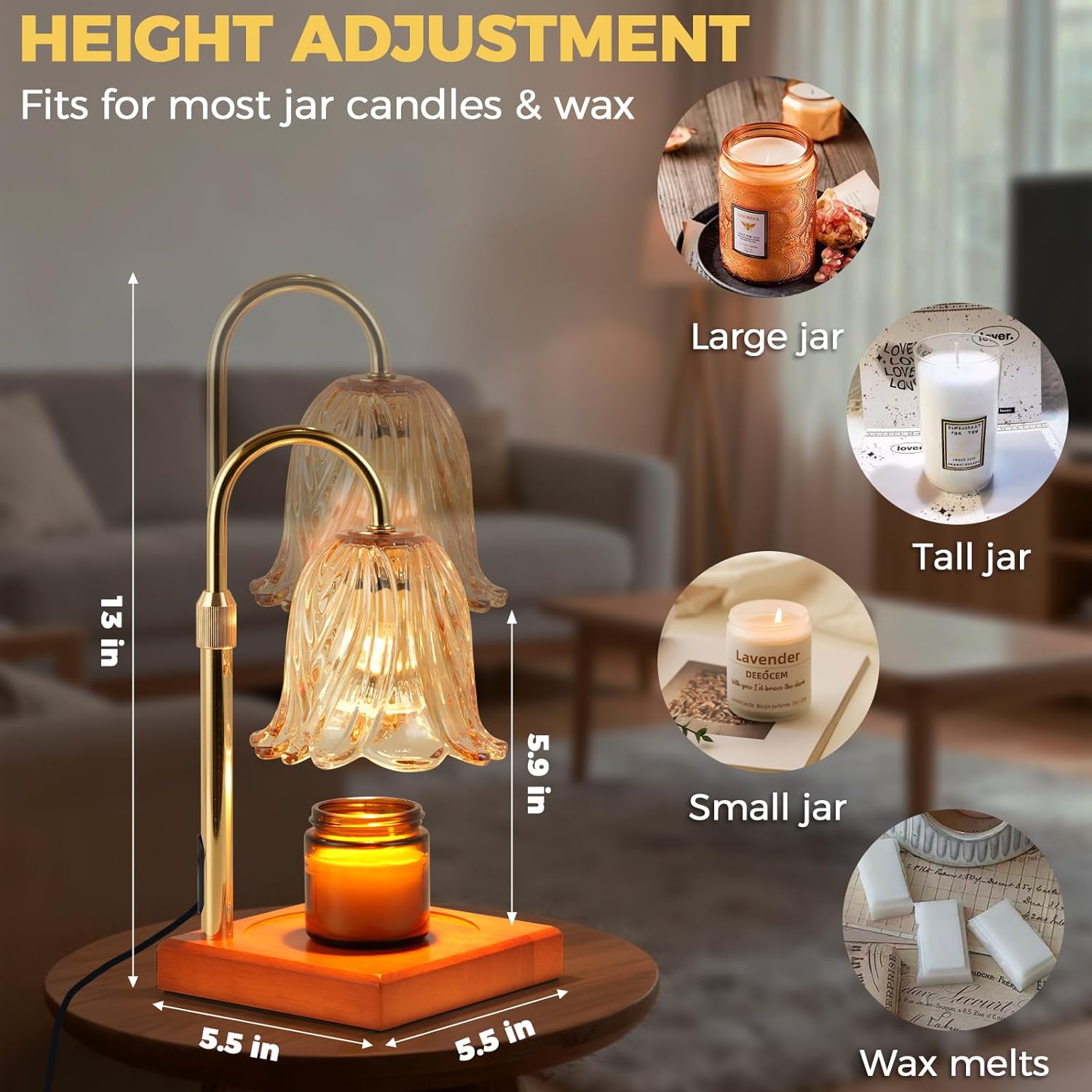 GODONLIF Candle Warmer Lamp with Timer Dimmable, Birthday Gifts for Women Mom, House Warming Gifts New Home Decor, Wax Melt Warmer for Jar Candles