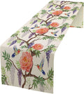 Vintage Bird Flower Table Runner Seasonal Spring Purple Wisteria Garden Plants Lavender Pink Florals Farmhouse Country Kitchen Dinner Runner Dining Table Decoration for Home Party Holiday 13"x60"