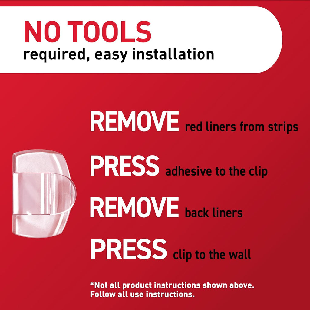 Command Damage Free Hanging Light Clips with Adhesive Strips, No Tools Mini Wall Hooks for Hanging Decorations in Living Spaces, 20 Clips, 24 Strips