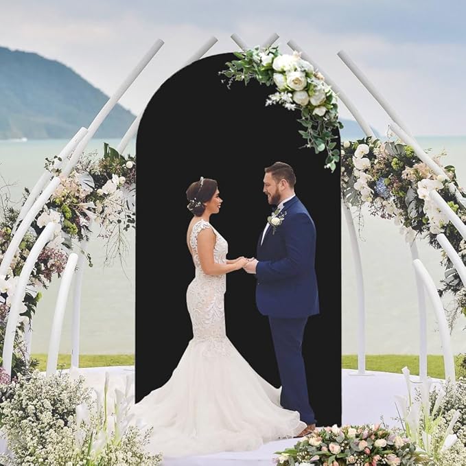 Black Arch Cover 4x7.2ft Arch-Backdrop-Cover Spandex Arched Covers Stretchy Backdrop Chiara Arches Frame Fabric for Birthday Party Baby Shower Gender Reveal Wedding Arch Back Drop Arbor Decor