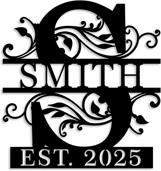 Custom Metal Name Sign | Personalized Last Name Signs | Split Letter Monogram Wall Decor | Family Name Sign | Anniversary Wedding Gift | Outdoor Metal Art | Housewarming Gift