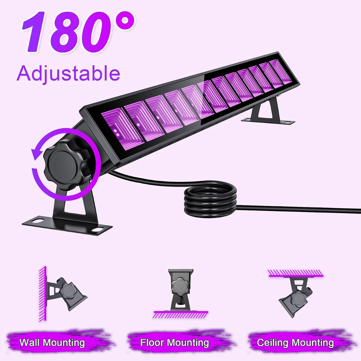 6-Pack UV Black Light Bars 45W, 395NM LED Blacklights