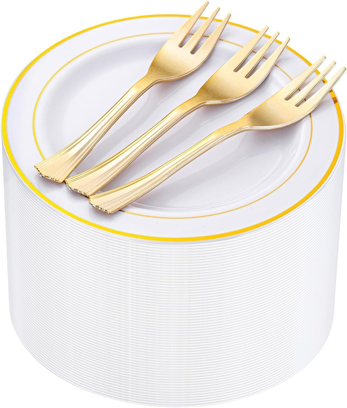 wellife 240 pcs disposable dessert plates with gold, main product view