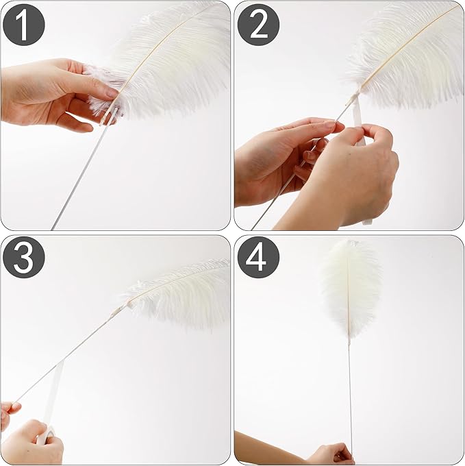 Holmgren Beige Ostrich Feathers Bulk - 20pcs Making Kit 22 Inch Boho Ostrich Feathers for Vase, Floral Arrangement, Wedding Party Centerpieces and Christmas Home Decorations (Beige)