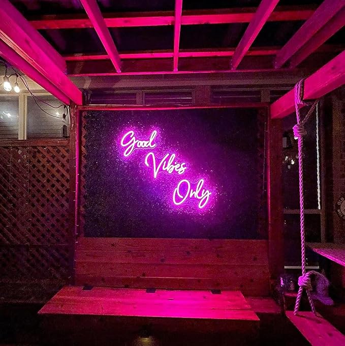 Good Vibes Only Neon Signs for Wall Decor -56.57" x 13.5" Pink large Neon Sign LED Art Decorative Lights with Dimmable for Bedroom Home, Club Bar and Party Decor