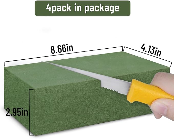 Max Shape Floral Foam Blocks Large 9 Inch,Wet Flower Foam Bricks,Floral Foam for Artificial Flowers and Wedding Holiday Decorations (4)