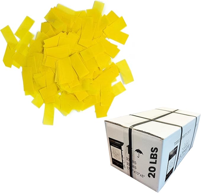 Ultimate Confetti, Yellow Biodegradable Confetti - Rectangular Fluttering Tissue Paper Confetti for Cannon and Launcher use – Best for Gender Reveal, Parties, Concerts and Weddings - 20 lb, 320 oz