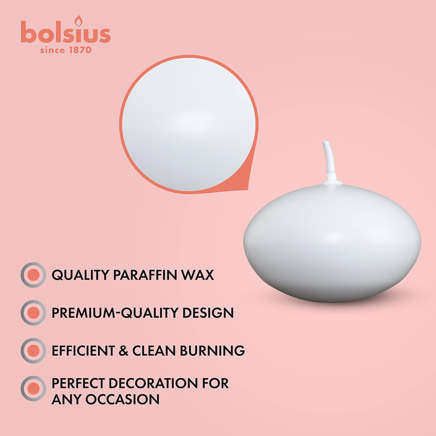 Bolsius White Floating Candles 1.75 Inch, 20 Pack Candle Set – 4,5 Hours Burn Time – Premium European Quality – Smokeless & Dripless Smooth Flame – 100% Cotton Wick – Beach, Wedding, & Party Accessory