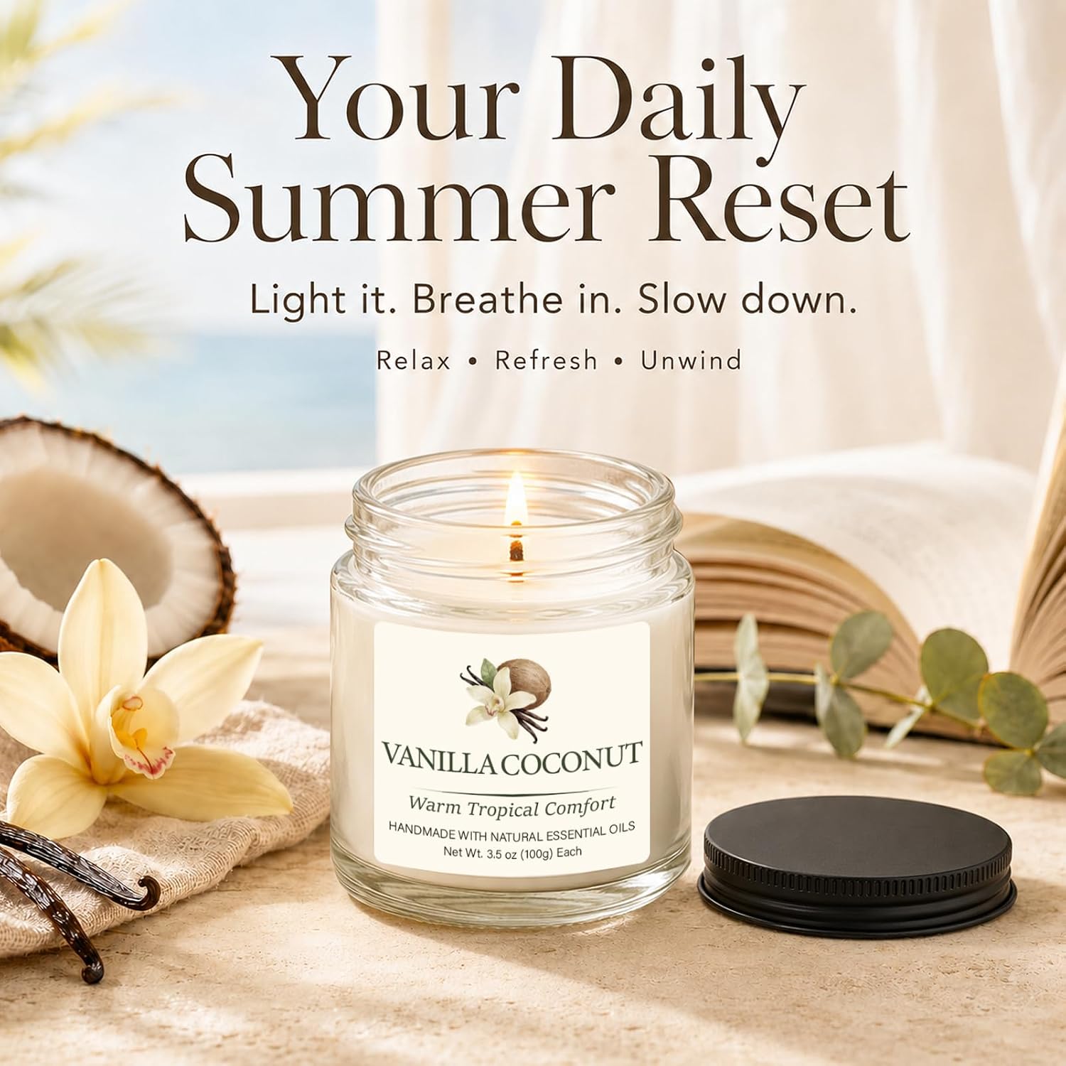 Spring & Summer Scented Candles Set, 6 Pack Soy Candles for Home, 21 oz Aromatherapy Candle Gift Set for Women, Mom, Birthday & Housewarming Gifts, Eucalyptus Mint & Vanilla Coconut