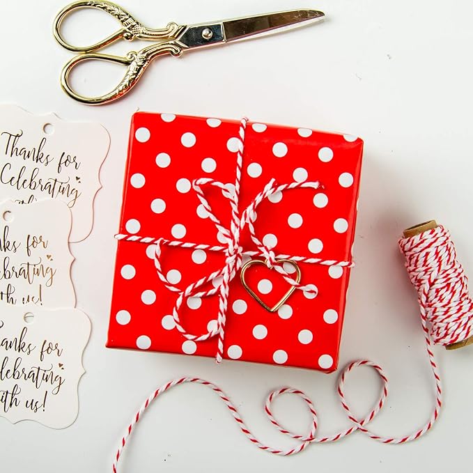WRAPAHOLIC Reversible Wrapping Paper - Mini Roll - 17 Inch X 33 Feet - Red and Polka Dot Design for Birthday, Holiday, Wedding, Baby Shower