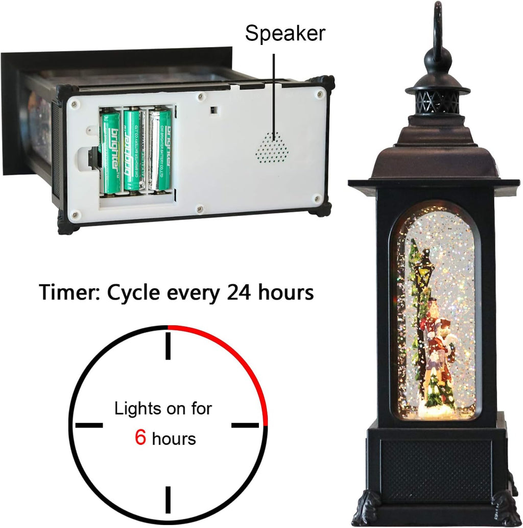 Wondise Christmas Musical Snow Globe Lantern with 6 Hour Timer, 11.2 Inch USB Cord & Battery Operated Spinning Water Glitters Lighted Singing Snow Globe Lantern Christmas (Nativity)