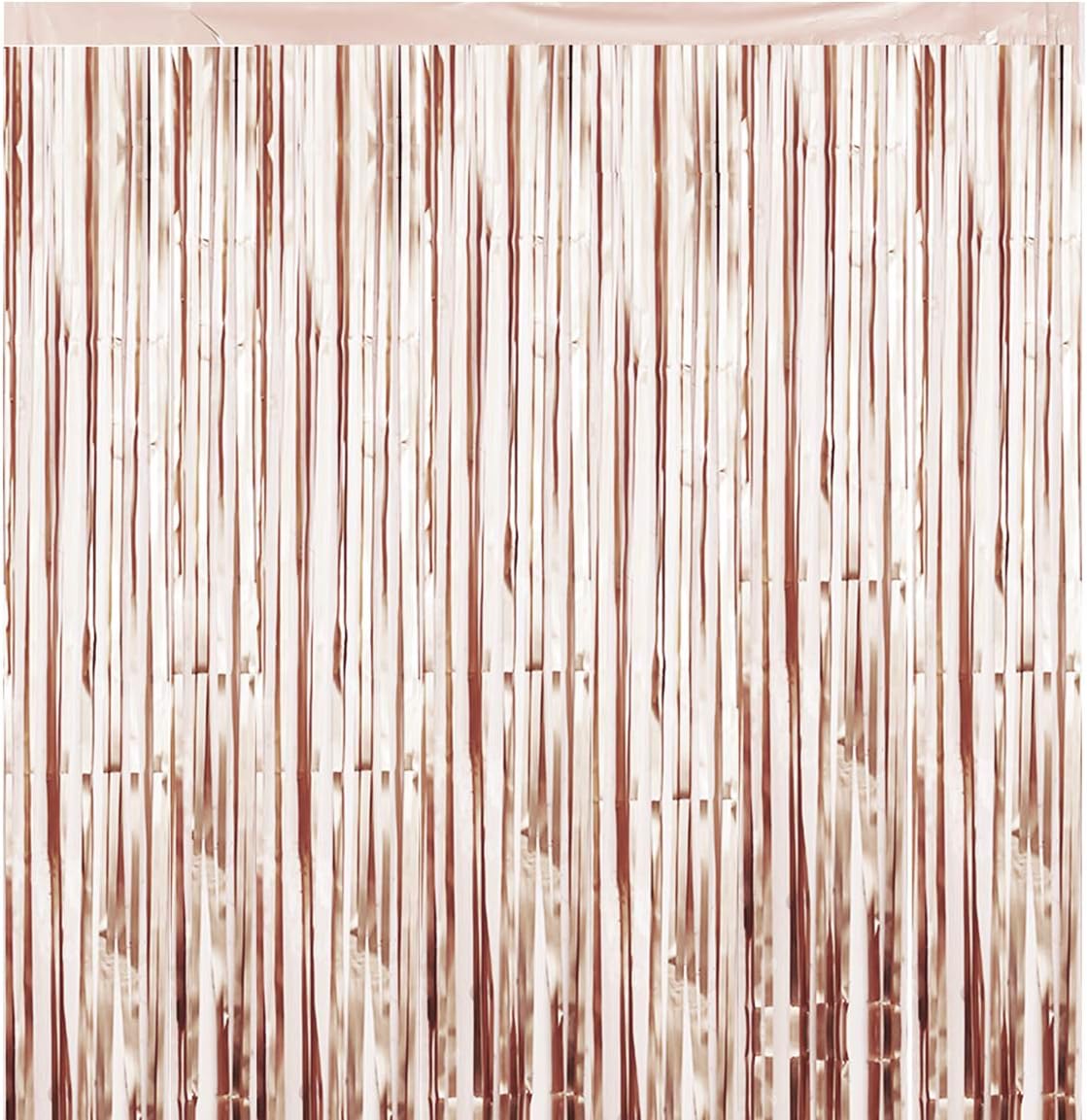 Metallic Tinsel Champagne 2 Packs of 3ftX8ft Foil Fringe Curtains for Birthday Party Photo Backdrop Decoration by CCINEE