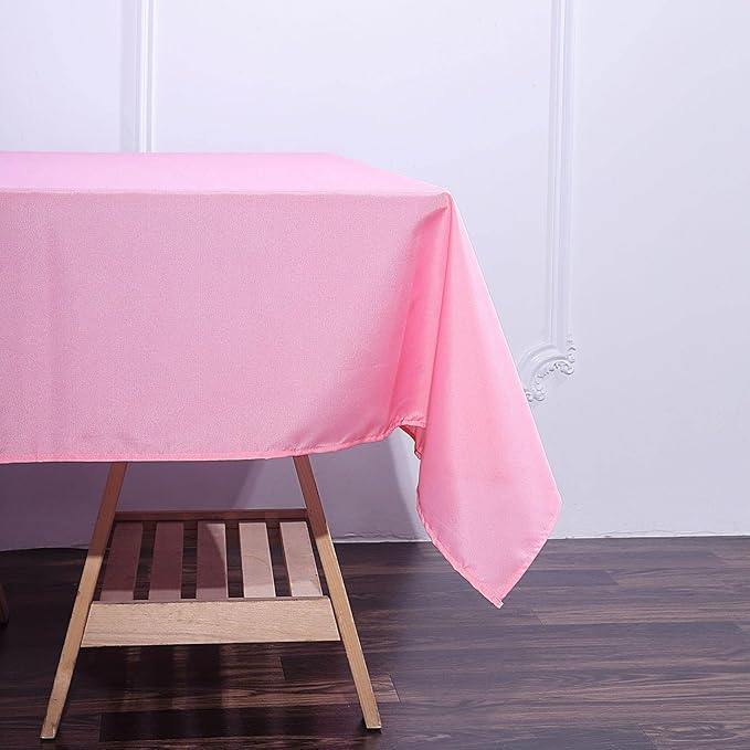 Efavormart 70" Premium Square Polyester Tablecloth for Wedding Kitchen Dining Events - Pink