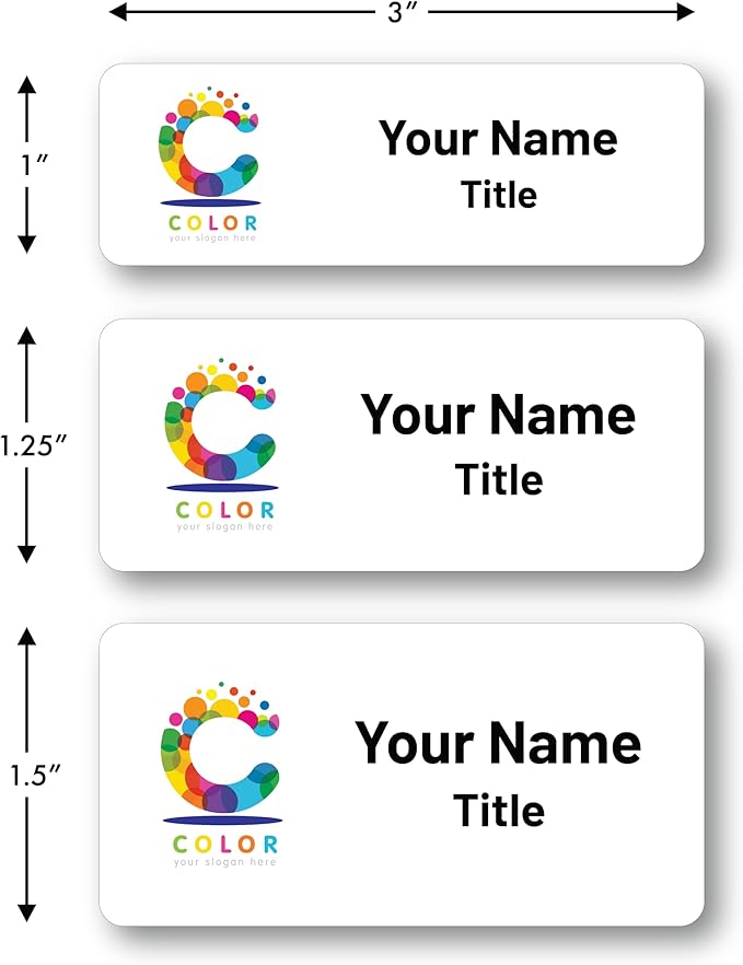 Custom Name Tags - Full Color Logo Name Tags - Scratch Resistant Metal Front & Hard Plastic Back (2 x 3 Inch, Gold)