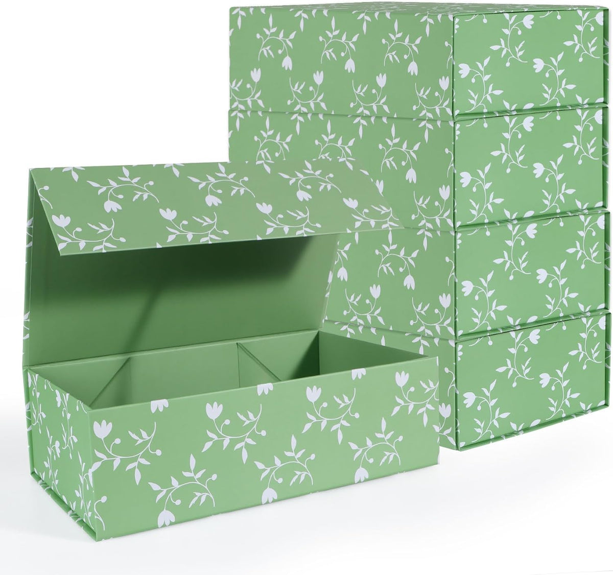 lfbox green leaves gift box with magnetic lids, main product view