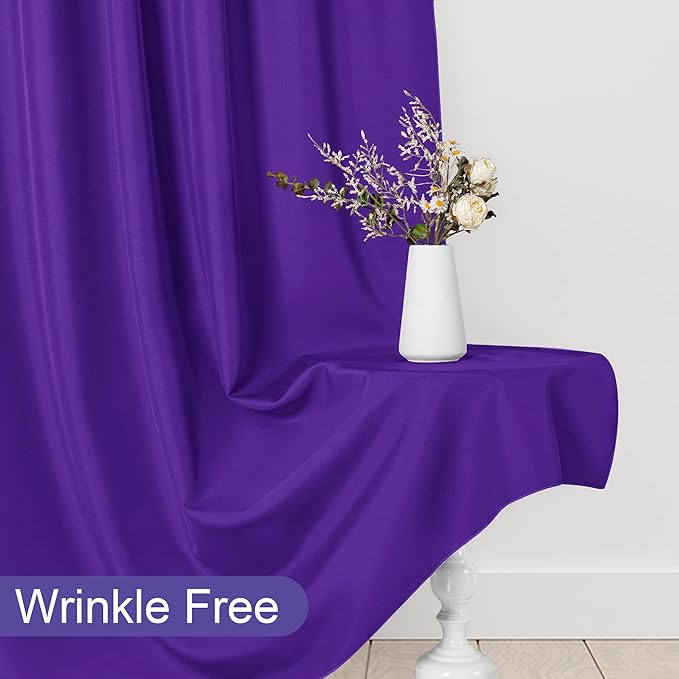 DWCN 10x7 FT Backdrop Curtains for Parties, Photography Backdrop Drapes with Rod Pockets for Wedding Decorations Stage Birthday Family Gatherings, 2 Panels 5ft x 7ft, Purple
