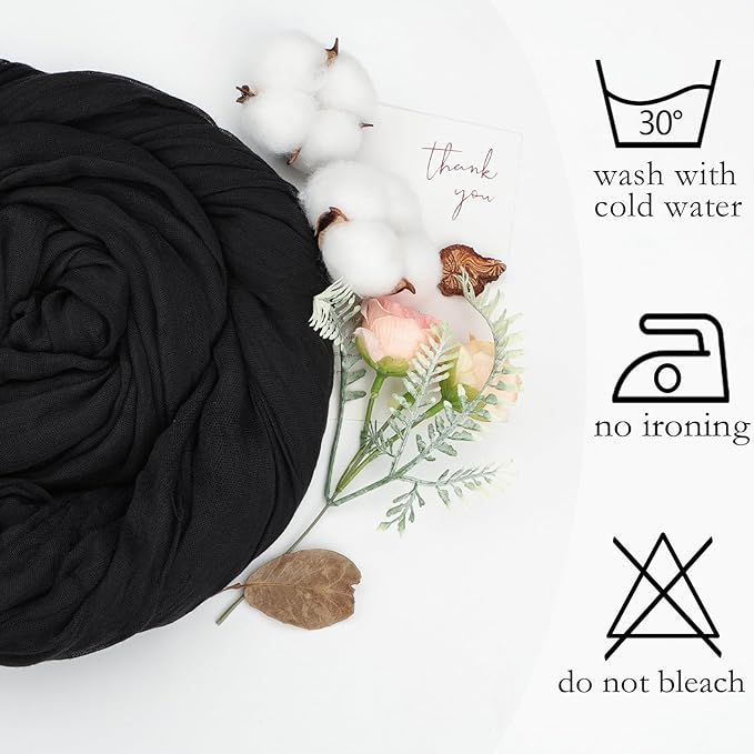 12 Pack Halloween Table Runner Black Cheesecloth 10ft Boho Gauze Fabric Cheese Cloth Table Runner 35 x 120 Inch Rustic Sheer Runner for Wedding Decor Baby Shower Party Table Centerpiece Decoration