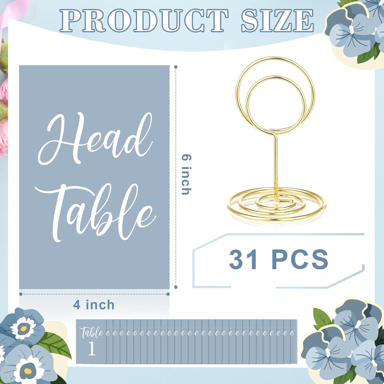 Table Numbers Cards 1-30 Wedding Table Numbers with Holder Table Number Stands Bulk Wedding Table Signs Dusty Blue with Head Table Card for Bridal Shower Wedding Anniversary (Dusty Blue)