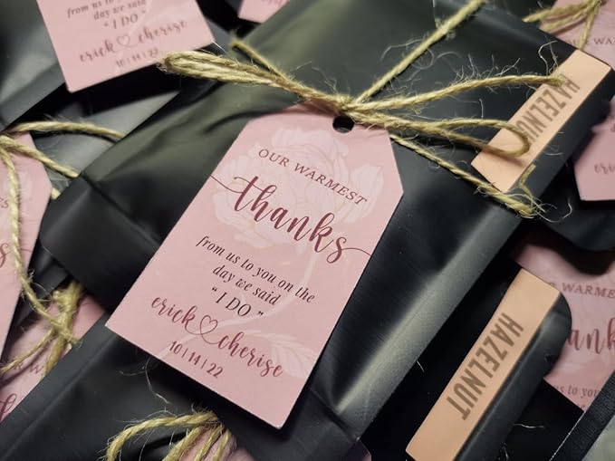 Personalized Gift Tags, Thank You Tags for Wedding Birthday Business Party Favors, Custom Hang Tags with Your Text and String, 2 X 3.75 Inch (Wreath Pattern 9)