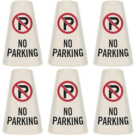 SmartSign 6-Pack "No Parking" Reflective Cone Message Sleeve Collar with Symbol, 360-Degree Visibility, Non-Adhesive Vinyl Signs for Traffic Safety Cones, 3-Side Print [Cone Not Included]