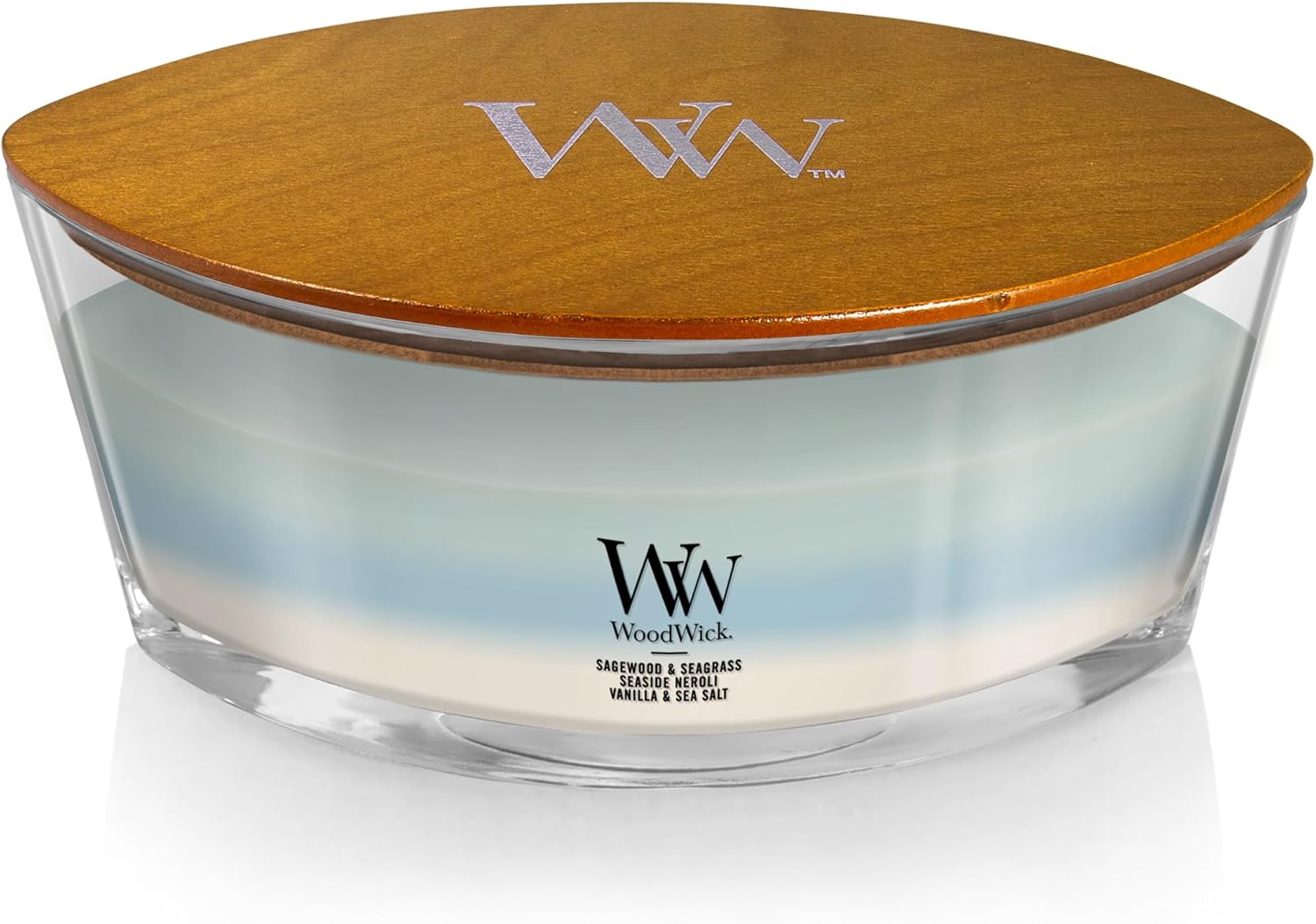 WoodWick Oceanic Trilogy Gifts for Women and Men, 16 oz Ellipse Trilogy Candle with Crackling Wick