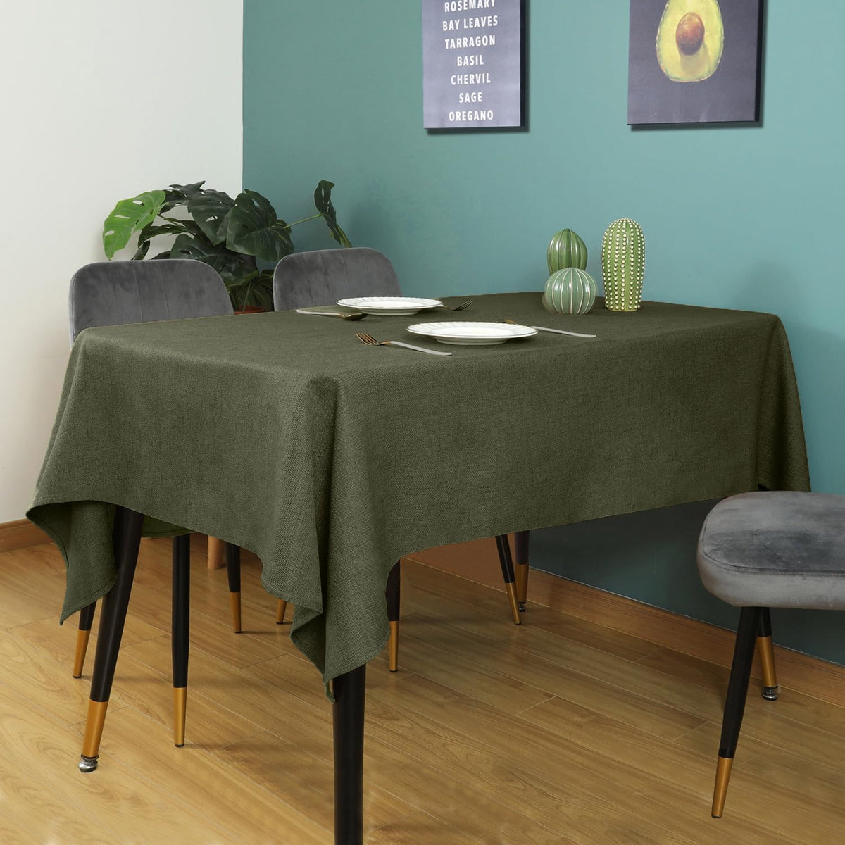 Moss Green Table Cloth Rectangle Table Cover 118"x57"