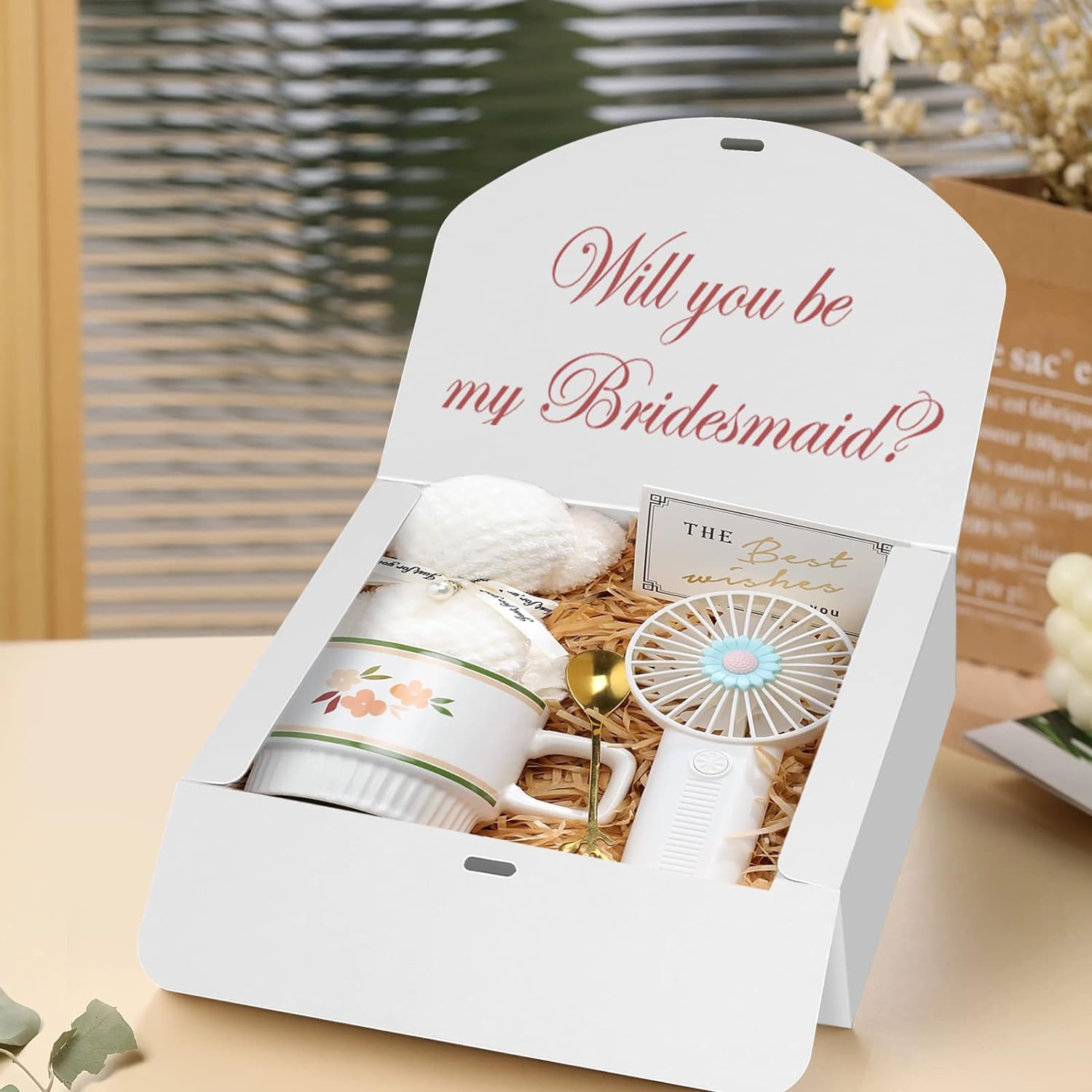BoShahai 10 PCS Gift Boxes with Lids, 10.6x7.8x3.1 Inch Kraft Paper Gift Box, White with Ribbon, Bridesmaid Proposal Box for Wedding, Packaging, Present, Birthday, Cupcake