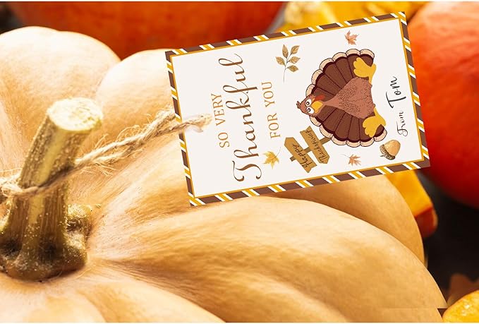 50pcs Thanksgiving Thank You Gift Tags, Turkey Theme Gift Tags for Friendsgiving Party Favor and Gift Wrapping Decoration(Turkey)